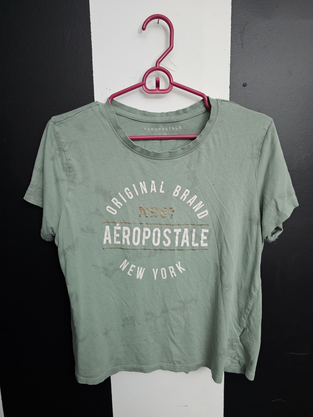Aeropostale Sage Tiedye Green Crewneck Logo Tee